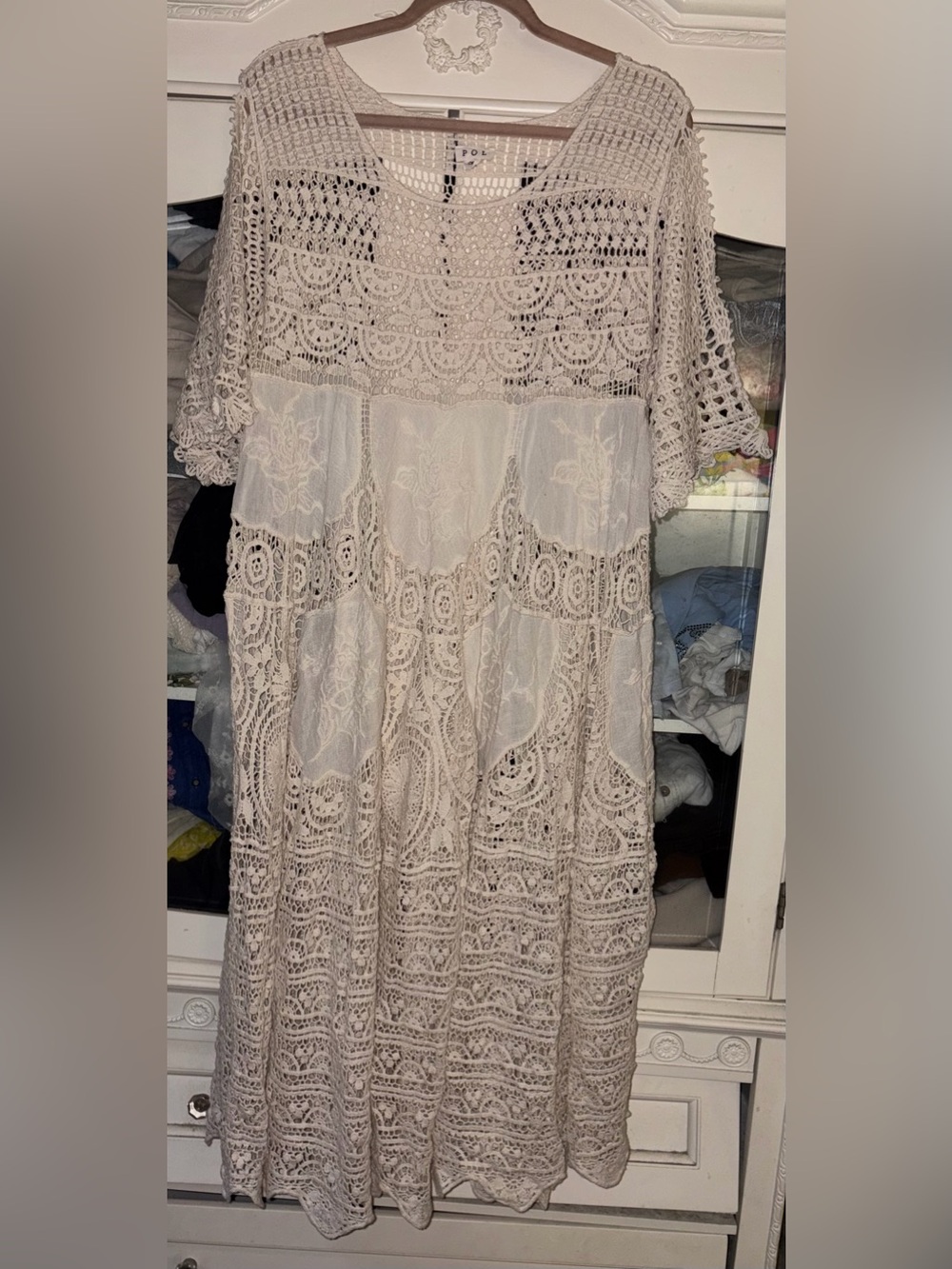 🤍 POL ROMANTIC CROCHET LACE MAXI DRESS • ONE SIZE ✨This is SO GOOD. ✨